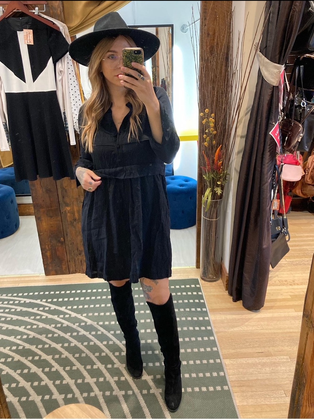Minimum Black Tiered Long Sleeve Dress